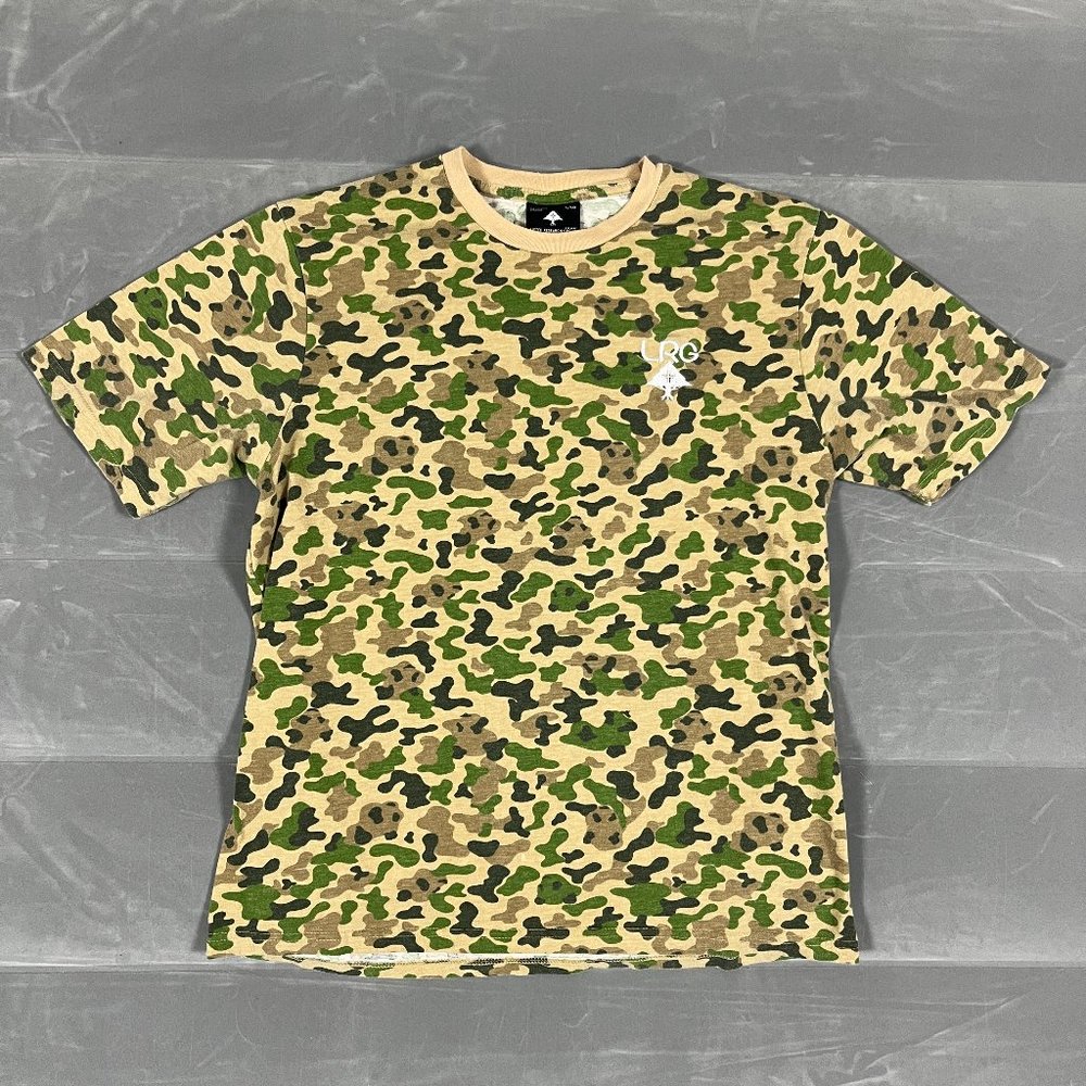 LRG Lifted Research Group T-Shirt Men's Small Green Camo Short Sleeve